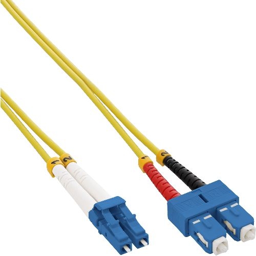 InLine® LWL Duplex Kabel, LC/SC, 9/125µm, OS2, 0,5m 88656S