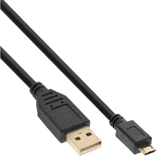 InLine® Micro-USB 2.0 Kabel, USB-A ST an Micro-B ST, vergoldete Kontakte, 0,3m 31703P