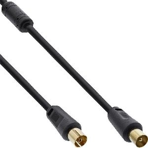 InLine® Antennenkabel Premium, 2x geschirmt, mit Filter, >85dB, schwarz, 10m 69410P