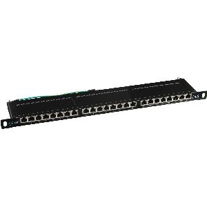 InLine® Patchfeld Cat.6, 24-fach, 48,26cm (19&quot;), 0.5HE, schwarz RAL9005 76224B