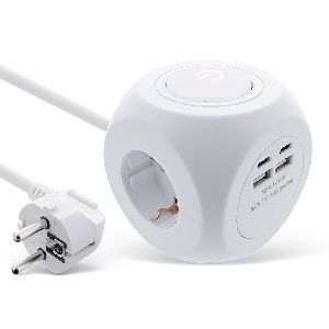 InLine® Charging Cube, 3x Schutzkontakt, 2x USB-C, 2x USB-A, weiß, 2m 16499A