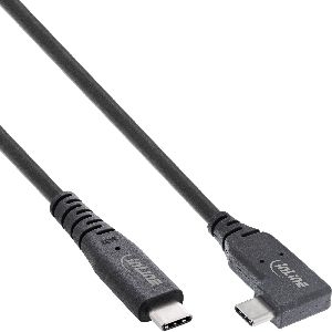 InLine® USB4 Kabel, USB-C einseitig gewinkelt, PD 240W 8K60Hz, TPE schwarz, 2m 35912I