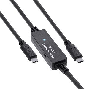 InLine® USB 3.2 Gen.1 Aktiv-Kabel, USB-C Stecker an USB-C Stecker, schwarz, 15m 35672C
