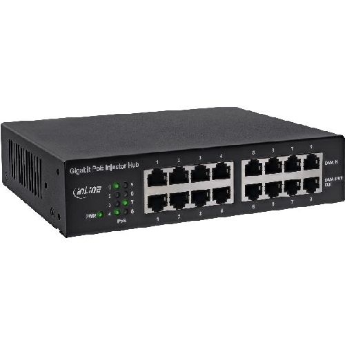 InLine® PoE+ Gigabit Netzwerk Injektor Hub 8 Port (8x PoE+), 1Gb/s, 19 1HE 32308H