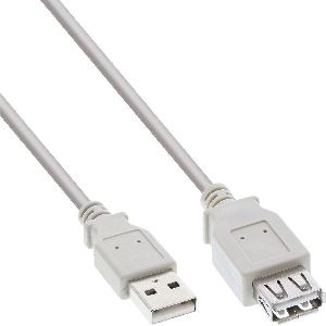 InLine® USB 2.0 Verlängerung, Stecker / Buchse, Typ A, beige/grau, 3m, bulk 34603L