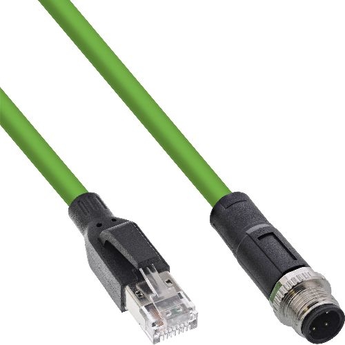 InLine® Industrie Netzwerkkabel, M12 4pol D-kodiert St. zu RJ45 St., PUR, 15m 40415