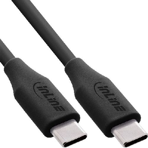 InLine® USB 2.0 Kabel, USB-C Schnellladekabel 100W, Black Cookie, schwarz 2m 35892
