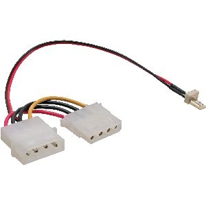 InLine® Lüfter Adapterkabel, 3pol Lüfter an 4pol Netzteil 12V, 0,3m 33344A