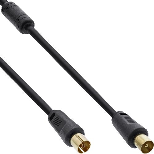 InLine® Antennenkabel Premium, 2x geschirmt, mit Filter, >85dB, schwarz, 2m 69402P