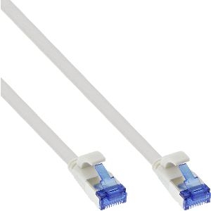 InLine® Patchkabel flach, U/FTP, Cat.6A, TPE halogenfrei, weiß, 20m 75720W