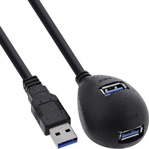 InLine® USB 3.2 Gen.1 Verlängerung, A Stecker auf 2x A Buchse, Standfuß, 1m 35651