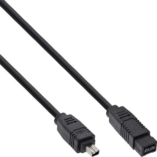 InLine® FireWire Kabel, IEEE1394 4pol Stecker zu 9pol Stecker, schwarz, 1m 34901