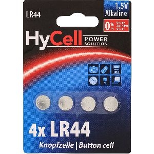HyCell Batterie Alkaline Knopfzelle Typ LR44, 4er Blister 01032A