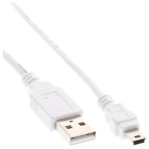 InLine® USB 2.0 Mini-Kabel, USB A Stecker an Mini-B Stecker (5pol.), weiß, 0,5m 31805W