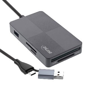 InLine® USB 3.2 Multi Cardreader Hub, SD/TF/MS/XD/CF, 3-Port USB-A, Dual 66772F