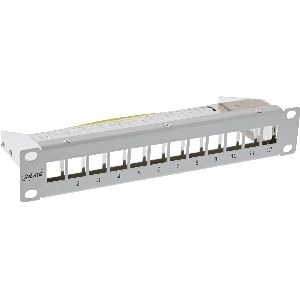 InLine® 10" Patchpanel Leerblech 12x, für Keystone Module, 1HE, RAL7035 grau 19109D