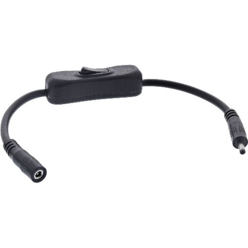 InLine® DC Kabel mit Schalter, 3,5 x 1,35 mm, AWG 18, schwarz, 0,20 m 26906I