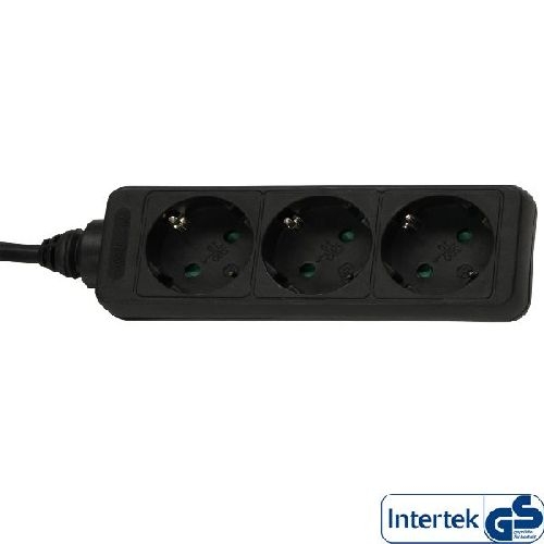 InLine® Steckdosenleiste, 3-fach Schutzkontakt, schwarz, 1,5m 16431