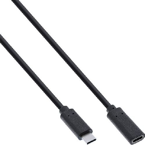 InLine® USB 3.2 Gen.2x2 Kabel, USB-C Verlängerung ST/BU, schwarz, 0,5m 35776