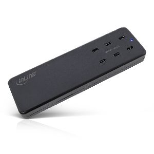 InLine® Multiport Netzteil, 6x USB-C, GaN, 120W, PD 3.0, schwarz 31516I