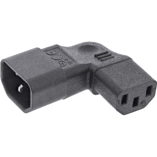 InLine® Netzadapter IEC 60320 C14 / C13, L/R gewinkelt, 3pol Kaltgeräte 16723E