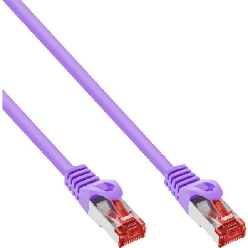 InLine® Patchkabel, S/FTP (PiMf), Cat.6, 250MHz, PVC, Kupfer, violett, 0,3m 76433P