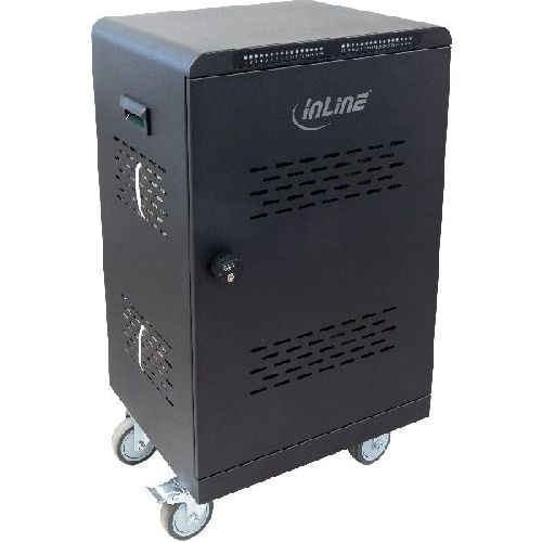 InLine® Mobiler Ladeschrank, 32x USB-C, 2000W, PD3, QC5, abschließbar, schwarz 31516E