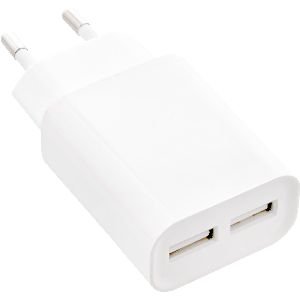 InLine® USB Ladegerät DUO, Netzteil 2-fach, 100-240V zu 5V/2.1A, weiß 31503W
