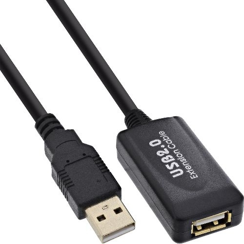 InLine® USB 2.0 Aktiv-Verl., mit Signalverstärkung Repeater, ST A / BU A, 5m 34605I