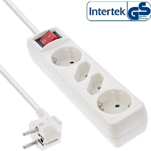 InLine® Steckdosenleiste, 4-fach Schutzkontakt, mit Schalter, schwarz, 1,5m 16441D