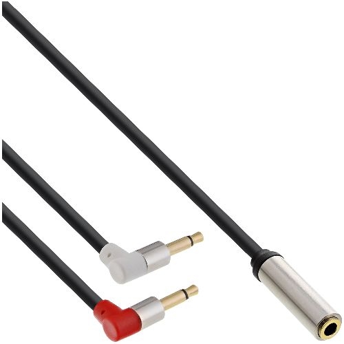 InLine® Slim Audio Kopfh. Flugz.-Adapterkab., 2x3,5mm ST / 3,5mm BU 3pol, 1m 99251A