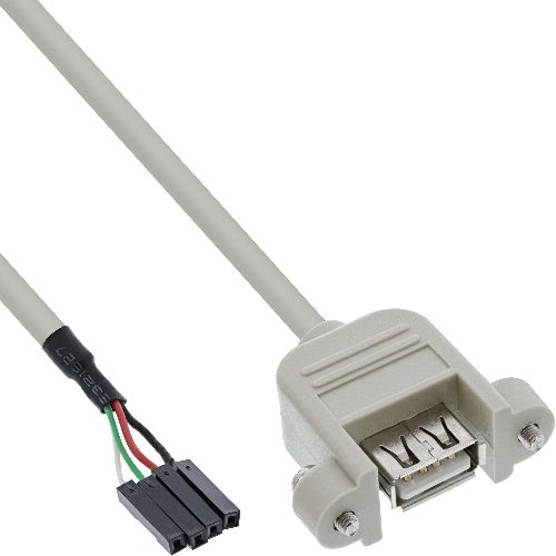 InLine® USB 2.0 Anschlusskabel, Einbaubuchse A auf Pfostenanschluss, 0,60m 33440F