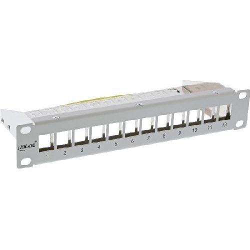 InLine® 10 Patchpanel Leerblech 12x, für Keystone Module, 1HE, RAL7035 grau 19109D