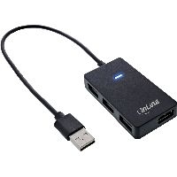 InLine® USB 2.0 Hub, 4 Port, schwarz, mit USB DC Kabel, Kabel 30cm 33293I