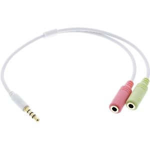 InLine® Headset Adapterkabel, 3,5mm Stecker an 2x3,5mm Buchse, weiß, 0,25m 99302W