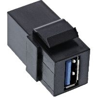 InLine® USB 3.2 Keystone Snap-In Einsatz, USB-A Buchse / Buchse, gewinkelt schwarz 76202K