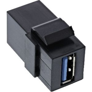 InLine® USB 3.1 Keystone Einsatz, USB-A Buchse / Buchse, gewinkelt, schwarz 76202K