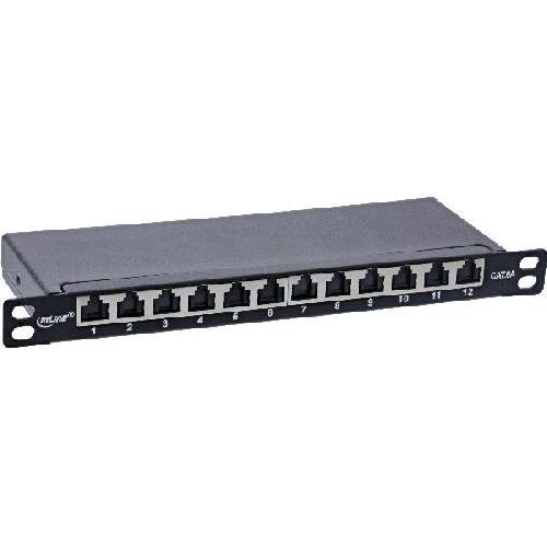 InLine® 10 Patchfeld Cat.6A 0,5HE 12-fach, schwarz, mit Staubschutz 76819B