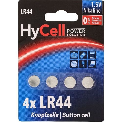 Ansmann 1516-0024 Batterie Alkaline Knopfzelle LR44 HyCell, 4er-Pack 01032A