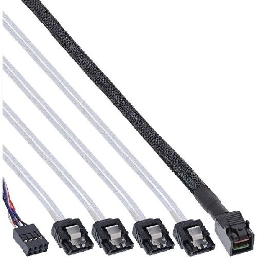 InLine® Mini SAS HD Kabel, SFF-8643 zu 4x SATA + Sideband, 0,5m 27630A