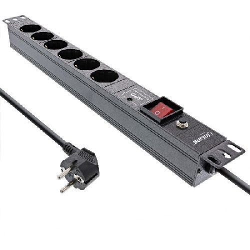 InLine® 19 Steckdosenleiste, 6-fach, ÜSS, Überlastschutz, Schalter 16416P
