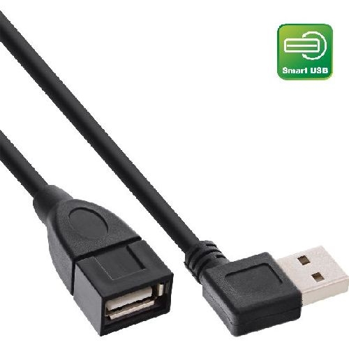 InLine® Smart USB 2.0 Verlängerung gewinkelt, ST / BU, Typ A, schwarz, 1m 34610R