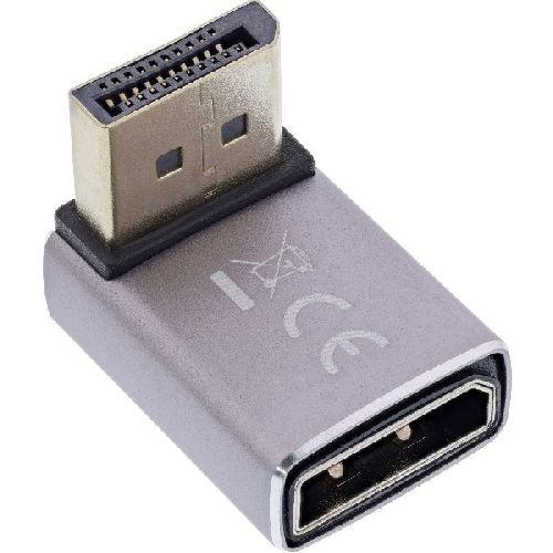 InLine® DisplayPort 1.4 Adapter, DisplayPort Stecker / Buchse, 90° unten, 8K 17291F