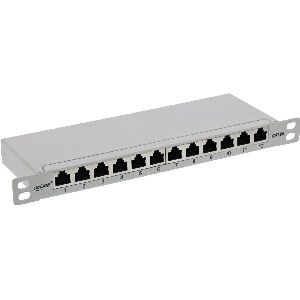 InLine® Patchfeld Cat.6A 12-fach 10 0,5HE lichtgrau, RAL7035 76819I