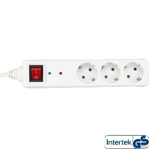 InLine® Steckdosenleiste, 3-fach Schutzkontakt, ÜSS, weiß 16431Q
