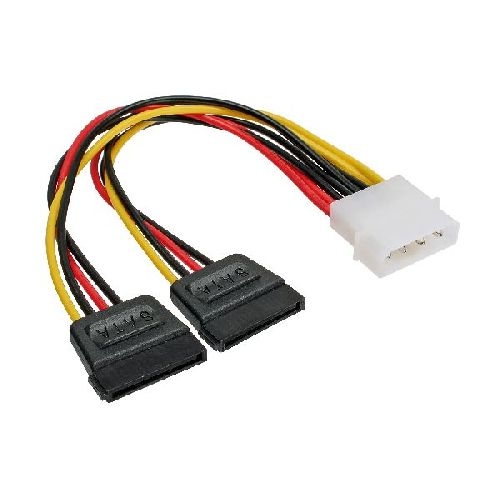 InLine® Strom Y-Kabel intern, 1x 13,34cm (5,25) an 2x 15pol SATA, 0,20m 29672
