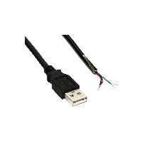 InLine® USB 2.0 Kabel, A an offenes Ende, schwarz, 2m, bulk 34520Z