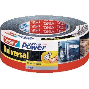 tesa extra power universal, 50m x 50mm, gewebeverstärktes Folienband, silber 11619A