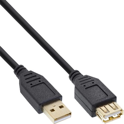 InLine® USB 2.0 Verlängerung, A Stecker/Buchse, schwarz, 2 m 34618S
