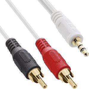 InLine® Cinch/Klinke Kabel, 2x Cinch Stecker an 3,5mm Klinke Stecker, 10m 89929W
